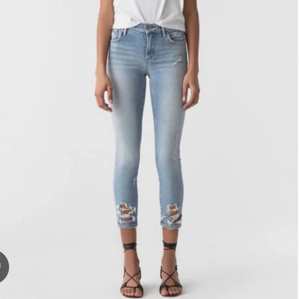 Agolde SOPHIE crop Jeans Women's Light Blue Distressed Denim